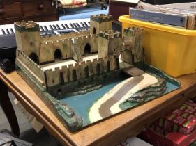 A 'Binbank Models' painted wooden toy fort, 61cmW