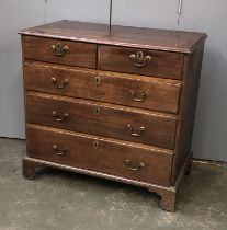 A George III mahogany chest of two short over three graduating drawers, on bracket feet, 95x52x91cmH