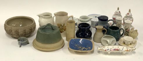 A mixed lot of ceramics to include Mike Dowding studio pottery jug, 10.5cmH, studio pottery cheese