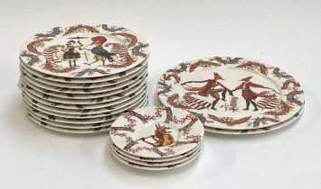 A quantity of iitala 'Tanssi' ceramics, 22cm plates (12), 27cm plates (2) and 15cm saucers (4)