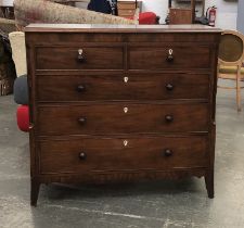 A George III mahogany chest of drawers, moulded top, two short over three graduating drawers,
