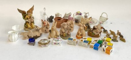 A mixed lot to include Piggin figures, boxed and unboxed Wade figurines, Royal Doulton etc