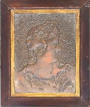 A copper engraving of a Grecian youth in profile, 45x34cm