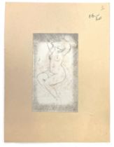 An early 20th century pencil drawing of a lady, unsigned, 14x8cm