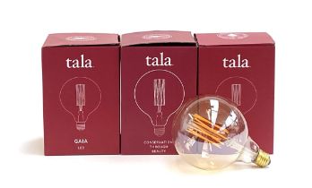 Three boxed Tala 'Gaia' LED lightbulbs, new in box, rrp. £27 each