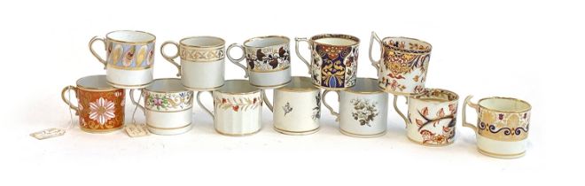 A lot of twelve early 19th century coffee cups, to include Crown Derby, Spode, Ridgeway, etc
