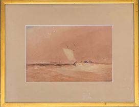Early 20th century watercolour on paper, boats at sea, signed indistinctly lower right, bears