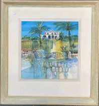 'Farmhouse Saint Louis, Menorca', watercolour by Terry Whitworth, 35x35cm, together with '