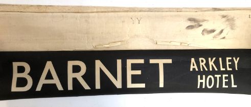 Transport interest: part of a bus blind, 'Barnet Arkley Hotel', c.1974, 91cmW