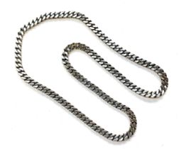 A heavy 925 silver flat curb link chain, 33cmL, 100g