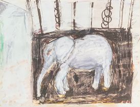 Moris Tepper (American), "'Elephant' Lincoln Park 200', watercolour and bodycolour, 27x35cm