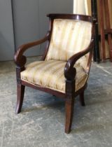 A 19th century Empire style mahogany open armchair, 57cmW