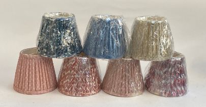 Seven Fermoie lampshades, six new in wrapping, 13cmH, 15.5cmD