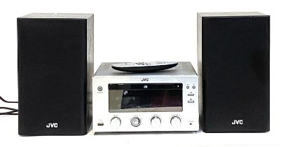 A JVC UX-D150 DAB and bluetooth radio; together with a pair of speakers