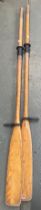 Two vintage wooden oars, 180cmL