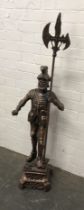 A decorative figure of a knight in armour, 122cmH