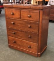 A Victorian mahogany chest of two short over three long drawers, on plinth base, 98x48x113cmH