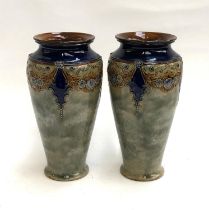 A pair of Royal Doulton stoneware vases, with swag detail, 26cm high