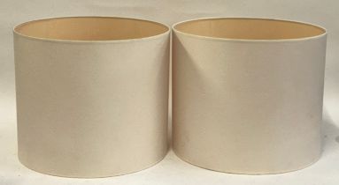 A pair of large cylindrical lampshades, 46cmD, 38cmH