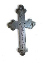 An early 20th century Belgian silver crucifix, engraved 'Gabrielle Leherte, Gavere, 25 Mars 1906'