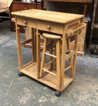 A beechwood kitchen unit, with stool, 82cmW