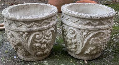 Two large composite stone planters, 40cmH 41cmD