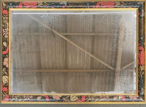 A large rectangular mirror with floral and gilt frame, 73x104cm