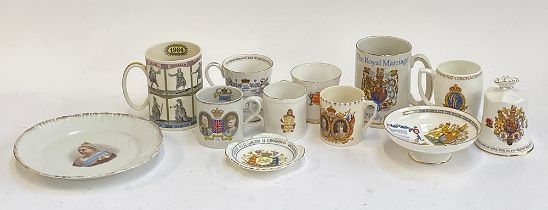 A mixed lot of commemorative china to include a Wedgwood Shakespeare 1964 mug