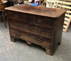 A George III and later mahogany chest of drawers (shortened), 115x56x80cmH
