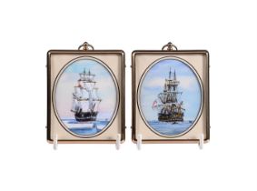 Roger Bleasdale (Late Twentieth Century), two miniature paintings of ships, Training Ship HMS