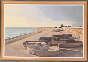 Local interest: Robert G Galbraith, 'Boats on the Beach, Portland', oil on board, signed, 50x75cm