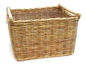 A large rectangular wicker basket, 56x44x35cmH