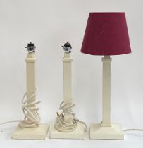 A set of three The White Company table lamps, one with shade, each 33cmH to base of fitting (3)