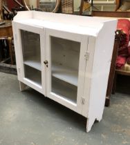 A white painted glazed cabinet, 113x31x103cmH