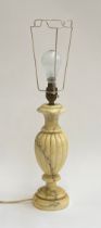 A marble table lamp, 30cmH to base of fitting