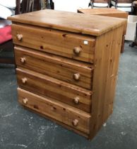 A pine chest of four drawers, 74x45x80cmH