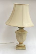 A ceramic table lamp with shade, 34cmH to base of fitting, 70cmH overall