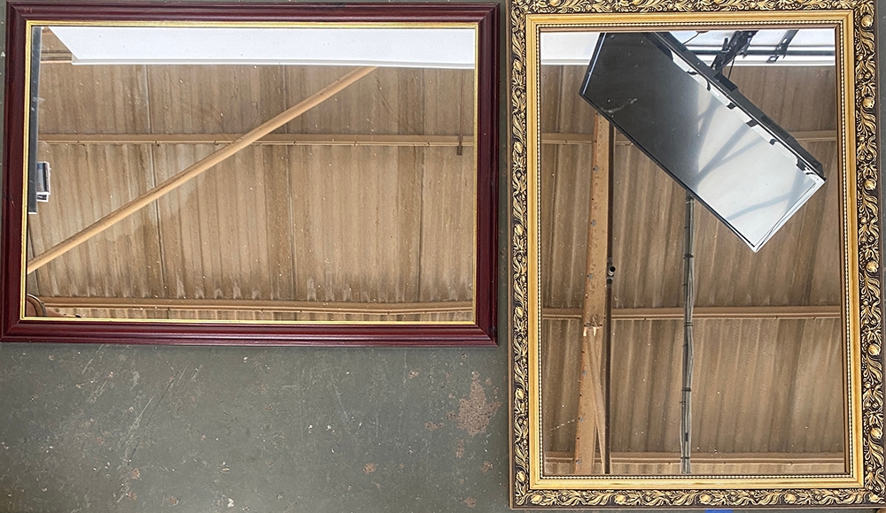Two modern rectangular mirrors, 86x61cm and 83x58cm