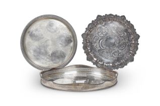 A lot of three 19th and 20th century silver plated trays, the largest is 46.5cm wide