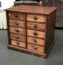 A 19th century mahogany specimen or collector's chest of 10 drawers, 85x61x83cmH