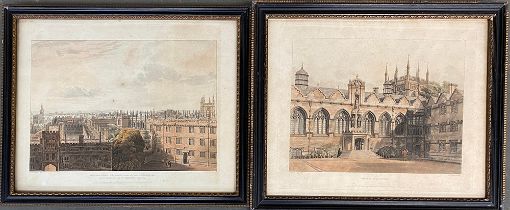 After F. Mackenzie, a pair of 19th century coloured engravings, 'Brasen-Nose College, Part of the