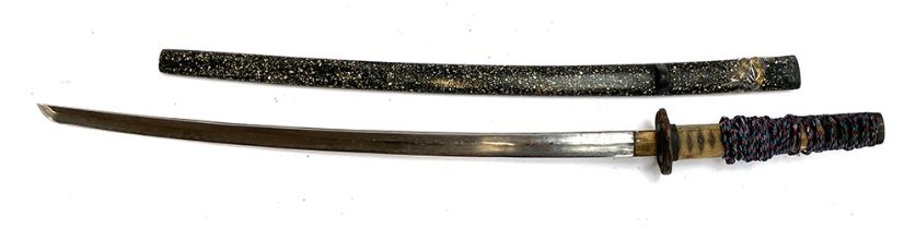 A Japanese samurai sword with shagreen handle, the blade 76cmL