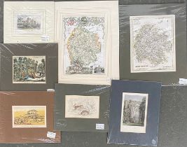 A quantity of 18th and 19th century engravings, to include 'The Hop Garden', 'Ragland Castle', study