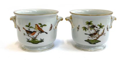 A pair of Herend Hungary wine coolers depicting birds, each 28cmH