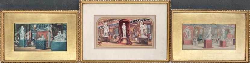 Three 19th century prints after George Baxter, 'Gems of the Great Exhibition', 12x22cm and