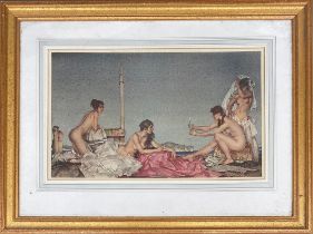 A colour print after William Russel Flint, 'The Silver Mirror', 27x46cm