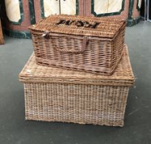 Two wicker hampers, one Fortnum & Mason, 51cmW and 68cmW