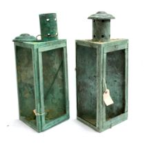 A pair of copper garden wall lanterns (af), 51cmH