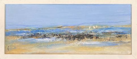 Billie Willcocks, 'Sandbanks', oil on canvas, signed and dated 04, 20x51cm