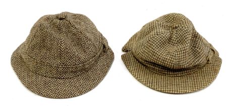 A Dunn & Co. Harris tweed hat, size 6 7/8; together with a tweed hat 'made expressly for Craig Dhu